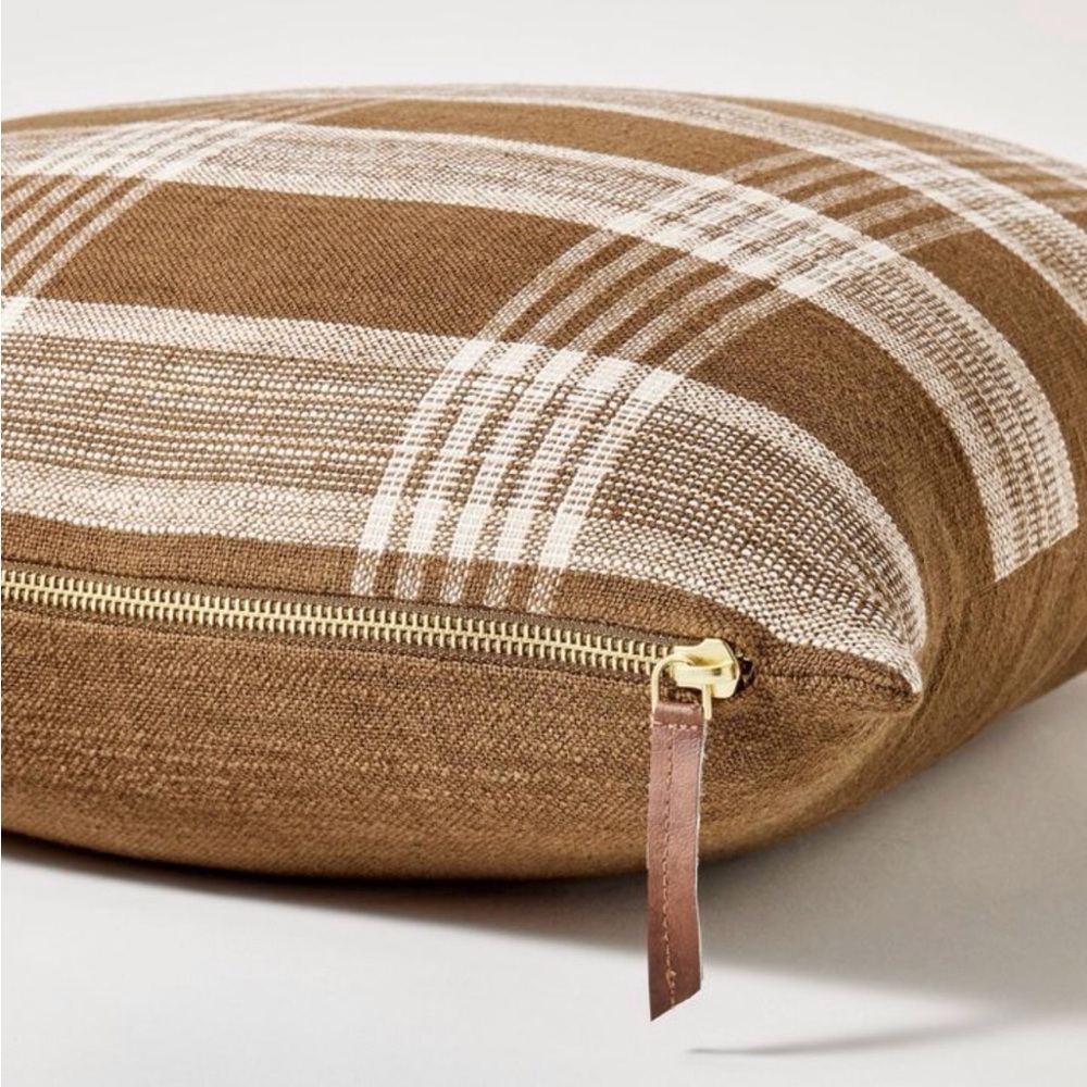 Woven Plaid Square Throw Pillow with Zipper Pull - Threshold™